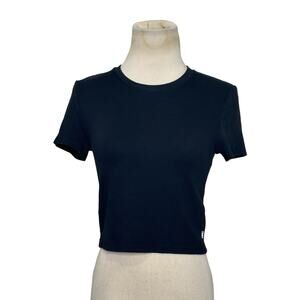 TNA black short sleeves crop fitted T shirt size Medium